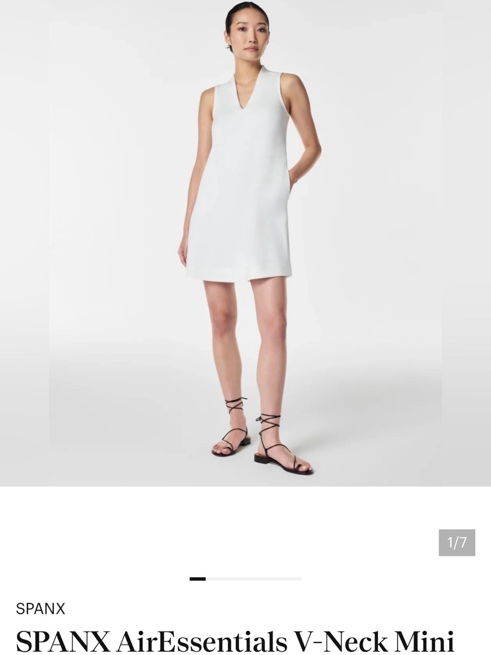 SPANX White V-Neck Shift Mini Dress
